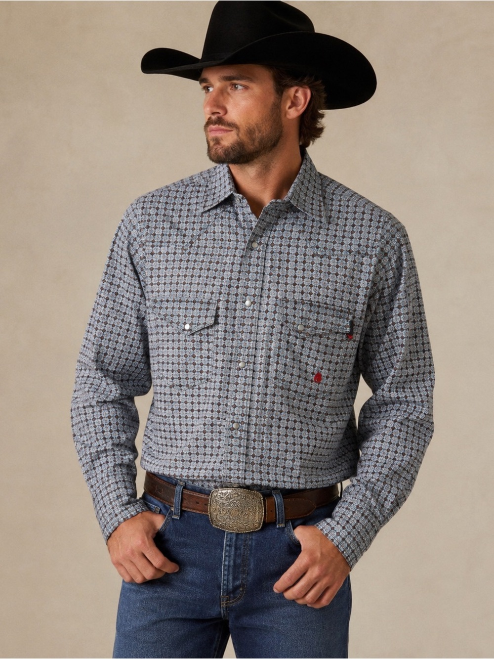 Forge FR Men’s Flame Resistant Western Pearl Snap Button Work Wear Shirt Sz  S